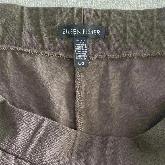 Eileen Fisher Stretch Crepe Pull On Taupe Brown Elastic Waist Pants Size Large L - Picture 2 of 9